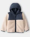 Carter's Boys Toddler 2t-5t Color Block Hooded Zip-up Jacket In Neutral
