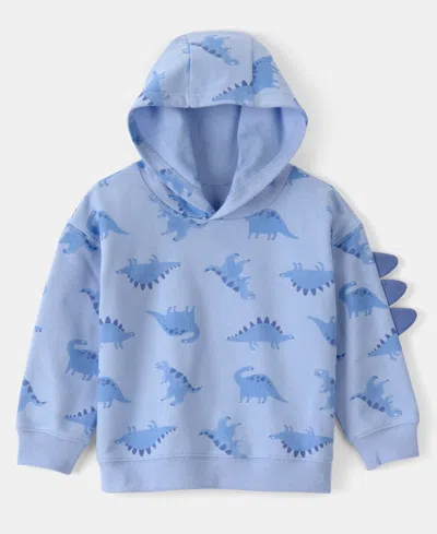 Carter's Babies' Boys' Toddler 2t-5t Dinosaur Print French Terry Hoodie In Blue