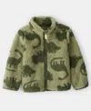 Carter's Boys Toddler 2t-5t Dinosaur Sherpa Zip-up Jacket In Green