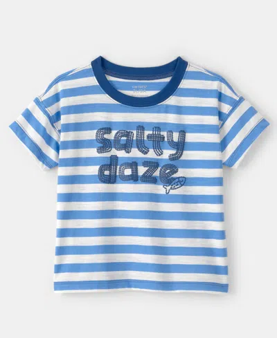 Carter's Babies' Boys' Toddler 2t-5t Salty Daze Graphic Striped T-shirt In Blue