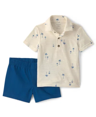 Carter's Cater's Baby Boys' Short-sleeve Top And Shorts, 2-piece Set In Blue