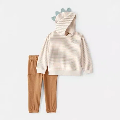 Carter's Babies' Dinosaur Hooded Toddler Boys 2-pc. Pant Set In Multi