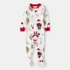 Carter's Family Matching Santa Baby Unisex Rib Crew Neck Long Sleeve Matching Family Footed Pajamas In White