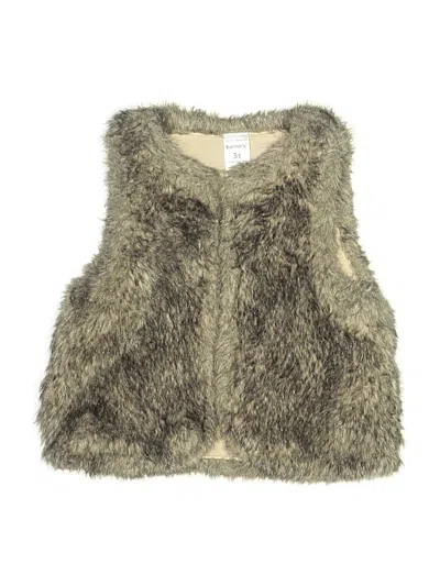 Pre-owned Carter's Kids' Faux Fur Vest In Gold