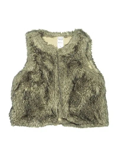 Pre-owned Carter's Kids' Faux Fur Vest In Green