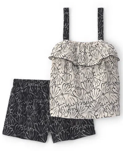 Carter's Babies' Girls' 2t-5t Floral Ruffle Top And Shorts, 2-piece Set In Black