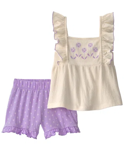 Carter's Babies' Girls' 2t-5t Floral Top And Short, 2-piece Set In Purple