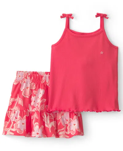 Carter's Babies' Girls' 2t-5t Floral Top And Skirt, 2-piece Set In Red