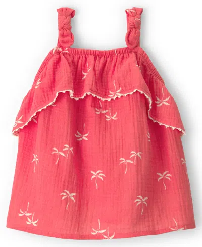 Carter's Babies' Girls' 2t-5t Palm Tree Gauze Tank Top In Pink