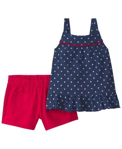 Carter's Babies' Girls' 2t-5t Star Tank Top And Shorts, 2-piece Set In Blue