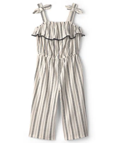 Carter's Babies' Girls' 2t-5t Striped Ruffle Jumpsuit In Neutral