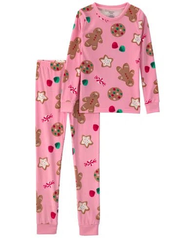 Carter's Kids' Girls' 4-16 Dreamplush Long-sleeve Holiday Pajama Top And Pants, 2-piece Set In Gray