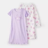 Carter's Girls Round Neck Long Sleeve 2-pc. Nightgown In Purple