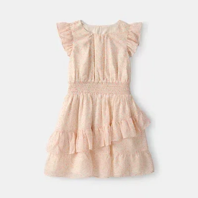 Carter's Kids' Girls Short Sleeve Flutter A-line Dress In Orange