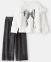 Carter's Girls Toddler 2t-5t 2-piece Day Dream Bow Print Long-sleeve Top And Pants Set In White