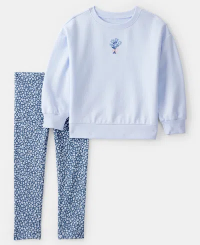 CARTER'S GIRLS TODDLER 2T-5T 2-PIECE FLORAL LONG-SLEEVE SWEATSHIRT AND LEGGINGS SET