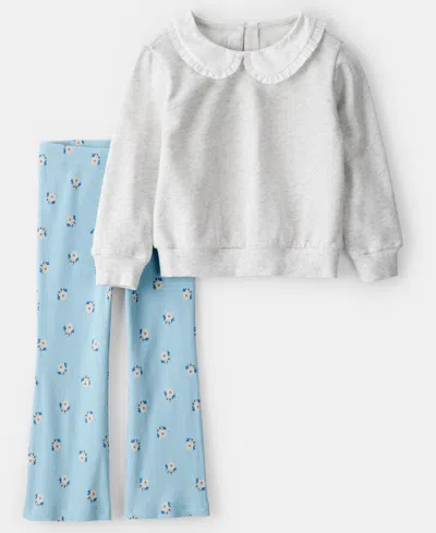 Carter's Babies' Girls Toddler 2t-5t 2-piece Long-sleeve Sweatshirt And Leggings Set In Blue