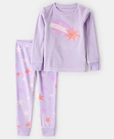 Carter's Babies' Girls Toddler 2t-5t 2-piece Star Print Snug Fit Long-sleeve Top And Pants Pajama Set In Purple