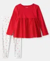 Carter's Girls Toddler 2t-5t 2-piece Valentine's Day Long-sleeve T-shirt And Leggings Set In Red
