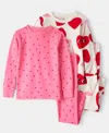 Carter's Girls Toddler 2t-5t 4-piece Cherry And Heart Snug Fit Long-sleeve Top And Pants Pajama Set In Multi