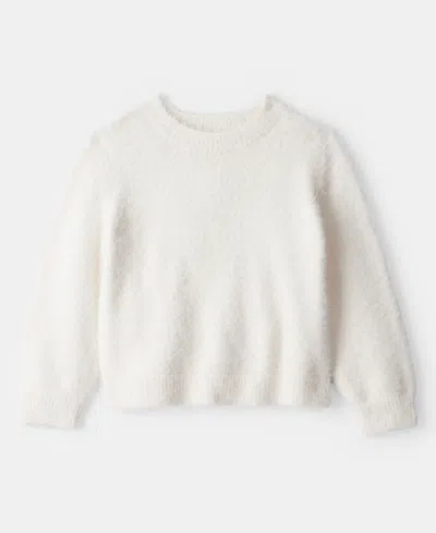 Carter's Babies' Girls Toddler 2t-5t Brushed Crewneck Sweater In White