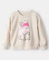 Carter's Girls Toddler 2t-5t Bunny Long-sleeve Pull-on Sweatshirt In Neutral