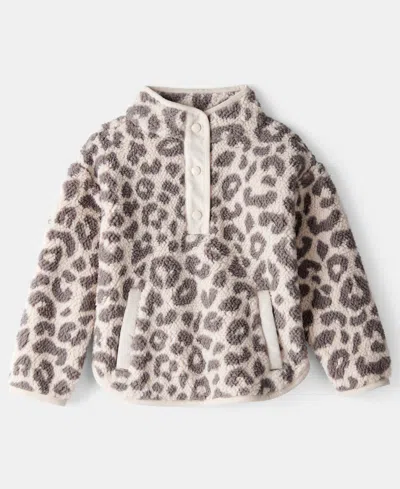 Carter's Babies' Girls Toddler 2t-5t Cheetah Quarter-snap Pull-on Sweatshirt In Multi