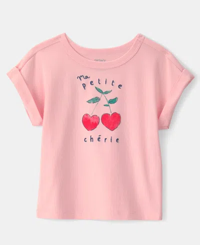 Carter's Babies' Girls' Toddler 2t-5t Cherry Print Short-sleeve Top In Pink