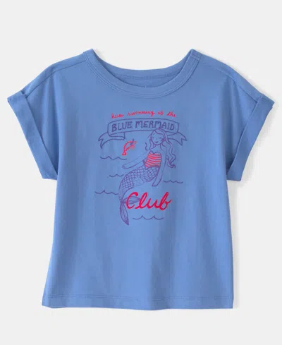Carter's Babies' Toddler Girls Round Neck Short Sleeve Regular Fit Graphic T-shirt In Blue