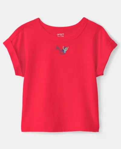 Carter's Babies' Girls' Toddler 2t-5t Mermaid Short-sleeve Top In Red
