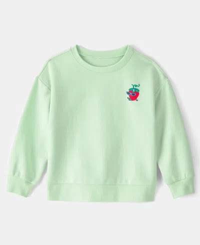 Carter's Babies' Toddler Girls Round Neck Long Sleeve Sweatshirt In Green