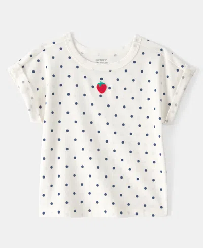 Carter's Babies' Girls' Toddler 2t-5t Strawberry Polka Dot Top In White