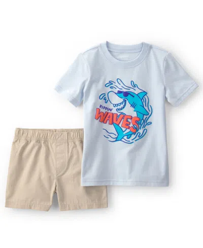 Carter's Babies' Girls' Toddler 2t-5t Shark Top & Short, 2-piece Set In Multi