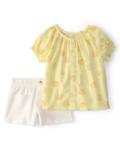 Carter's Babies' Girls' Toddler 2t-5t Shell Top & Short, 2-piece Set In Yellow