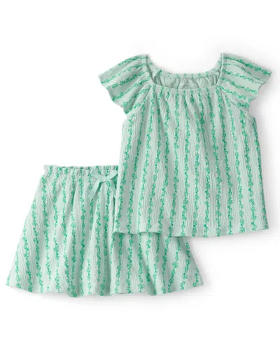 Carter's Babies' Girls' Toddler 2t-5t Vine Top & Skort, 2-piece Set In Green