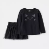 Carter's Halloween Tulle Cat Toddler Girls 2-pc. Skort Set In Black