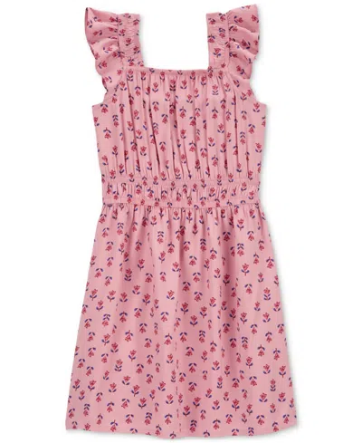 Carter's Kids' Little & Big Girls Floral-print Smocked Dress In Pink