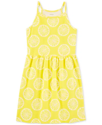 Carter's Kids' Little & Big Girls Lemon-print Cotton Tank Dress In Yellow