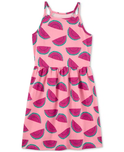 Carter's Kids' Little & Big Girls Watermelon-print Cotton Tank Dress In Pink