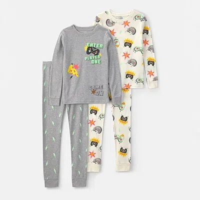 Carter's Little & Big Kid Boys Crew Neck Long Sleeve 4-pc. Pajama Set In Multi