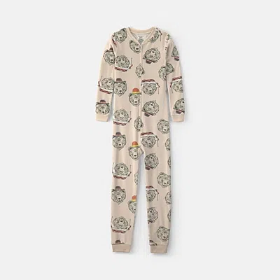 Carter's Little & Big Kid Boys Crew Neck Long Sleeve One Piece Pajama In Beige