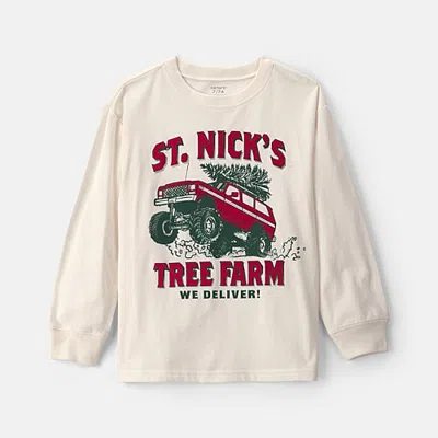 Carter's Little & Big Kid Boys Crew Neck Long Sleeve Regular Fit Graphic T-shirt In Neutral