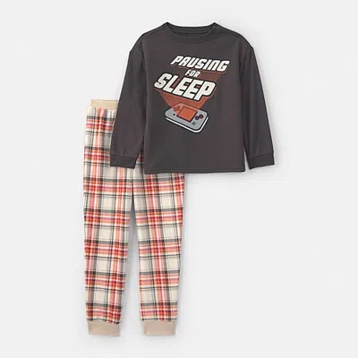 Carter's Little & Big Kid Boys Fleece Crew Neck Long Sleeve 2-pc. Pajama Set In Gray