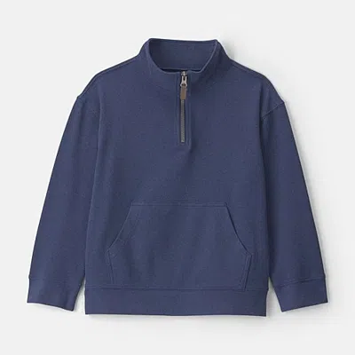 Carter's Little & Big Kid Boys Mock Neck Long Sleeve Casual Quarter-zip Pullover In Blue