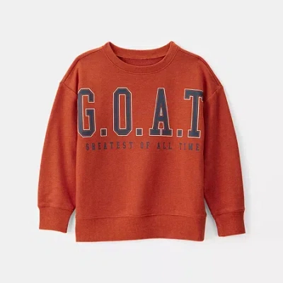 Carter's Little & Big Kid Boys Round Neck Long Sleeve Sweatshirt In Blue