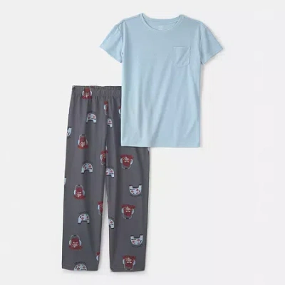 Carter's Little & Big Kid Boys Round Neck Short Sleeve 2-pc. Pajama Set In Blue