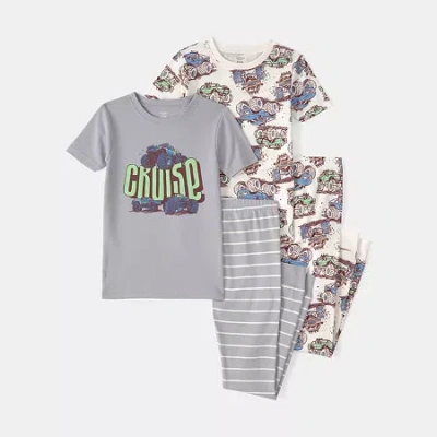 Carter's Little & Big Kid Boys Round Neck Short Sleeve 4-pc. Pajama Set In Multi