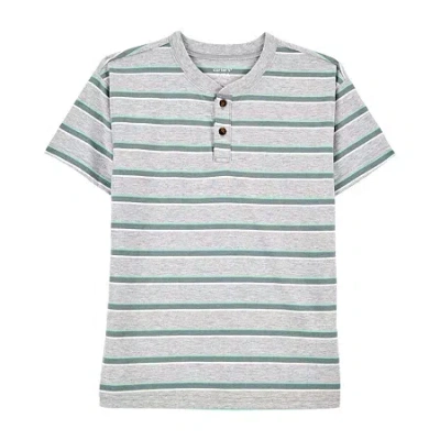 Carter's Little & Big Kid Boys Short Sleeve Regular Fit Henley Shirt In Silver
