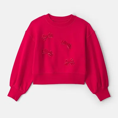 Carter's Little & Big Kid Girls Crew Neck Fleece Long Sleeve Sweatshirt In Red