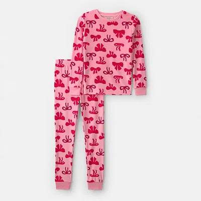 Carter's Little & Big Kid Girls Crew Neck Long Sleeve 2-pc. Pajama Set In Pink